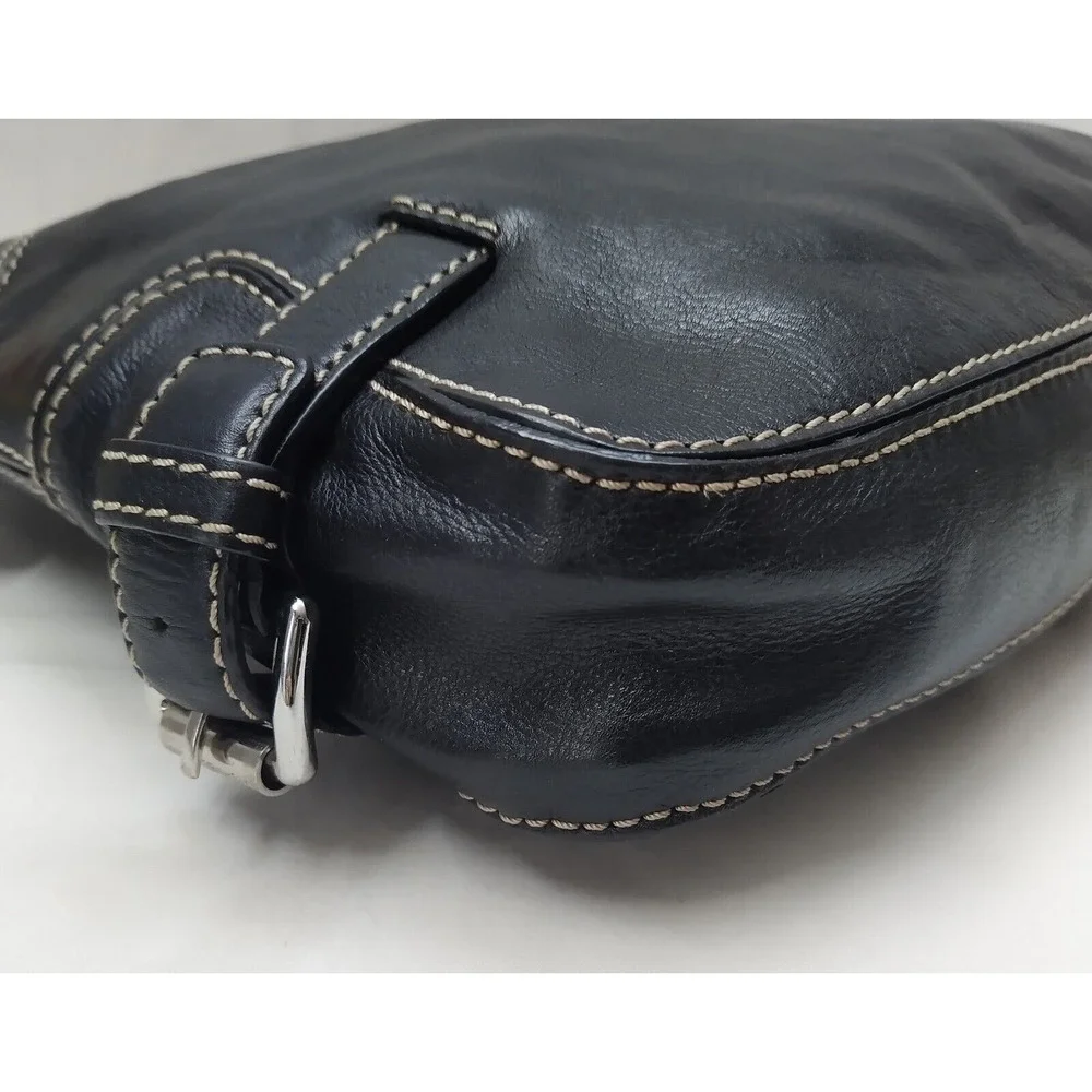 Michael Kors Black Leather Zipper Closure Hobo Shoulder Bag